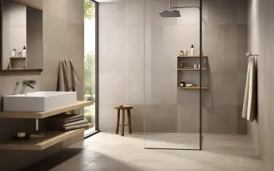 Отделка ванной комнаты широкоформатной плиткой в Москве